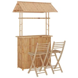 Berkfield Home 3 Piece Bar Set Bamboo in Brown