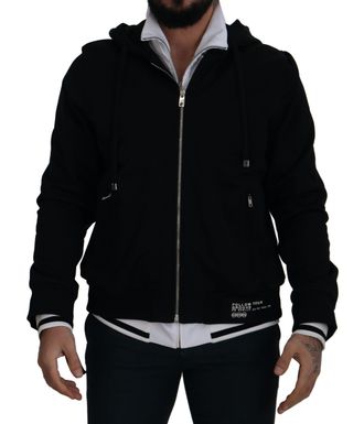 Dolce & Gabbana Zwarte Polyester Hooded Volledige Rits Herenjack