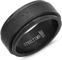 Steeltime Mens Lords Prayer Stainless Steel Spinner Ring in Black at Nordstrom Rack, Size 10
