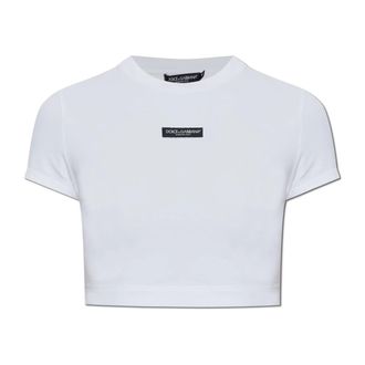 Dolce & Gabbana T-shirt with logo patch - female - Dolce & Gabbana - T-Shirts - White - XS - Tops