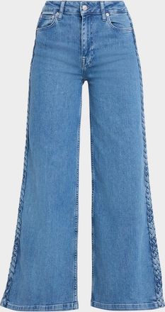 SIMKHAI Booker Braided Wide-Leg Jeans