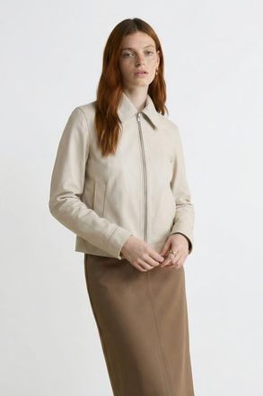 FURNIQ Chloe Leather Jacket in Beige at Nordstrom, Size Medium