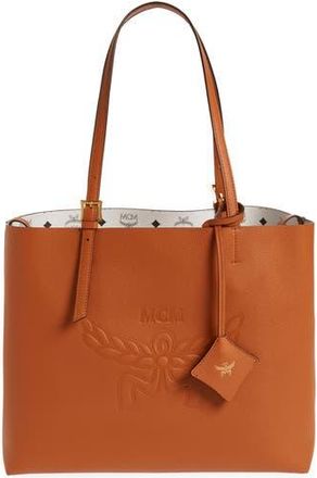 MCM Medium Lauretos Reversible Leather Shopper Bag in Cognac at Nordstrom Rack