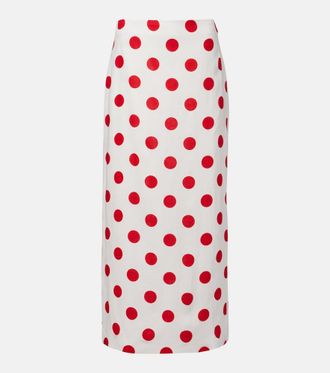Cala de la Cruz Bruna polka-dot linen maxi skirt