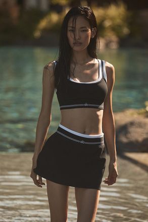 Alo | Airbrush Better Together Tennis Skirt in Black/White, Size: Medium