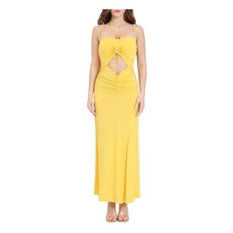 Simona Corsellini Dames, Jurken, Geel, Maat: M Viscose