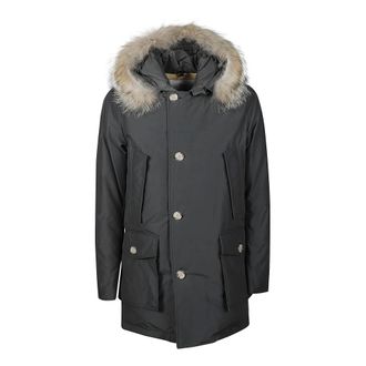 Woolrich Afneembare Bont Parka - Heren - Parka Jassen - Grijs - S - Katoen - Jassen