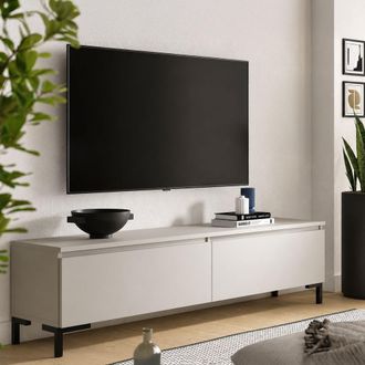 Terraneo Mueble Para Tv Mimasato, Un Estante, 2 Puertas Made In Italy, Con Patas, 150x37x45h Cm Gris Claro