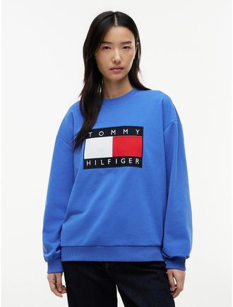 Tommy Hilfiger Womens Flag Logo Sweatshirt - Blue - XXL