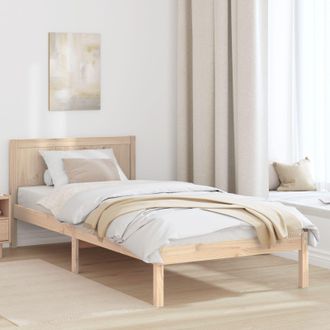 Berkfield Home Single Pine Wood Bed Frame Natural Solid Pine Wood Single Durable in Brown