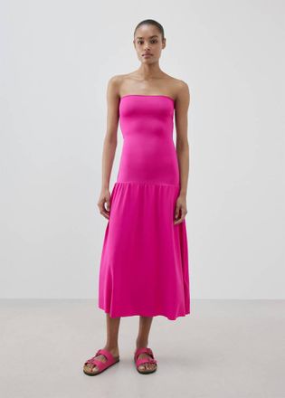 Mango Vestito midi senza spalline fucsia - Donna - S - MANGO