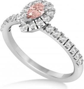 Allurez Pear Morganite & Diamond Halo Engagement Ring 14k White Gold (0.63ct)