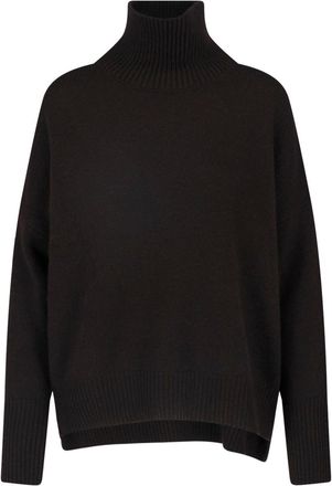 Lisa Yang High Ribbed Asymmetrical Turtleneck Knit Sweater