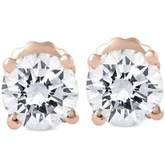 Pompeii3 Certified 1 cttw Round Cut Natural Diamond Studs 14K Rose Gold