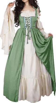 Generic Victorian Costume Women, Renaissance Dresses for Women Vintage Medieval Halloween Costume Off The Shoulder Flare Sleeves Victorian Outfit, Light Green