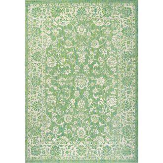 Jonathan Y Designs Tela Bohemian Textured Weave Floral Indoor/Outdoor Area Rug in Cream/green at Nordstrom, Size 2Ft 0In X 8Ft 0In