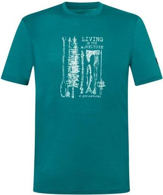 super.natural Fishing Adventure Tee Merinoshirt f&uuml;r Herren | t&uuml;rkis