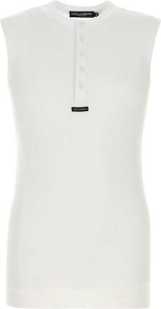 Dolce & Gabbana White Cotton Tank Top