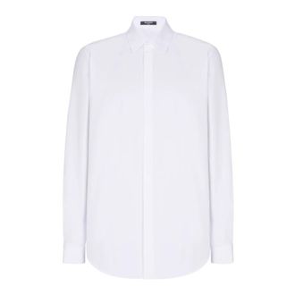 Balmain Katoenen overhemd met kenmerkend borduursel - Heren - Casual Overhemden - Wit - M - Katoen - Overhemden