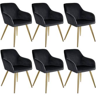 TecTake Accent Chair Marilyn Set Of 6 - Black/Gold in Black | Size: 6 Pack