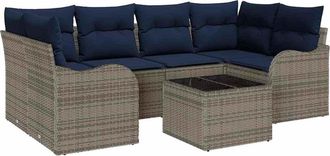 vidaXL Conjunto De Sof&aacute; De Jard&iacute;n Gris 55 X 55 X 37 Cm Rat&aacute;n Sint&eacute;tico Vidaxl