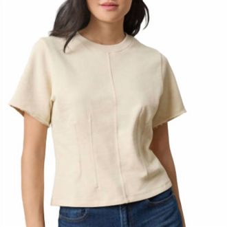 Lilla P Darted Elbow Sleeve Top In Muslin