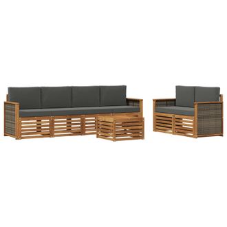 vidaXL Conjunto De Sof&aacute;s De Exterior 7 Pcs Natural Y Antracita Vidaxl