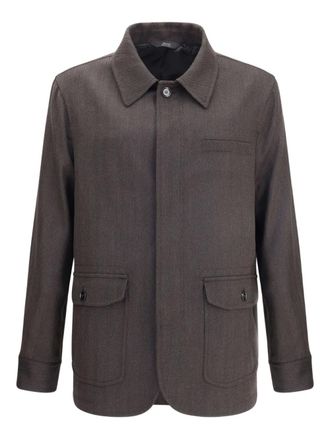 Brioni herringbone wool jacket - men - Wool - L - Brown