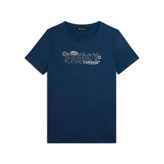 Freddy T-shirt Manica Corta con Decori Floreali e Borchie