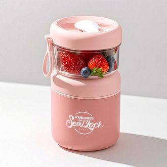 OEM Vaso De Yogur Para Llevar, 860 Ml, Recipiente T&eacute;rmico De Acero Inoxidable Para El Almuerzo, Vaso Para Sopa A Prueba De Fugas, Rosa