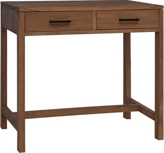 vidaXL Escritorio Con Cajones Natural Madera De Teca Maciza Vidaxl