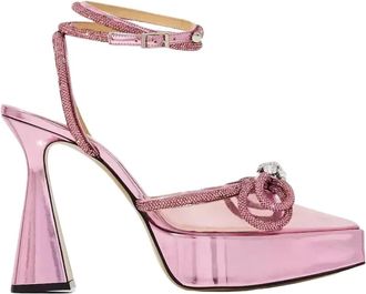 Mach & Mach Roze platformhakken met dubbele strik - Dames - Pumps - Roze - 38 EU - Leer - Schoenen