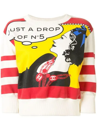Chanel 2001 CC mademoiselle long sleeve sweatshirt - women - Cotton/Acrylic - 38 - Multicolour