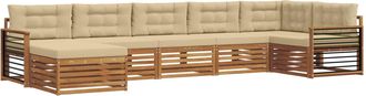 vidaXL Conjunto De Sof&aacute;s De Exterior 7 Uds. Natural Y Beige Vidaxl