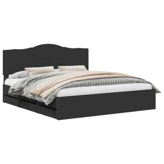 vidaXL Estructura De Cama Negro 180 X 200 Cm Madera Ingenieril Vidaxl