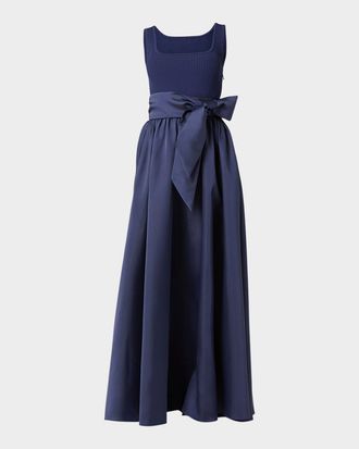 Shoshanna Mercer Two-Tone Mixed Media Gown
