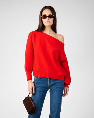 WeWoreWhat Off The Shoulder Balloon Sleeve Sweater in Red at Nordstrom, Size Xx-Large