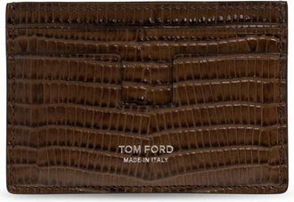 Tom Ford Leren Kaarthouder - Heren - Portefeuilles - Bruin - ONE Size - Leer - Accessoires