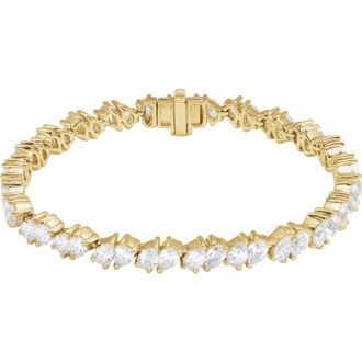Diamond2Deal 14k Gold 9 1/2 CTW Lab-Grown Diamond Line Bracelet 7