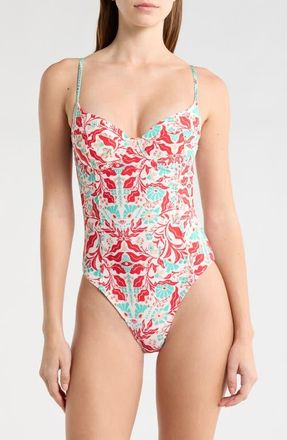 Ramy Brook Jayda Underwire One-Piece Swimsuit in Flame Combo at Nordstrom, Size X-Small