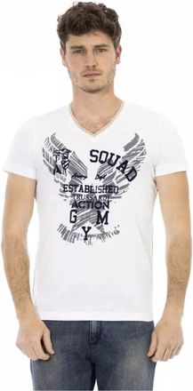 Trussardi Action T-shirt met V-hals - Heren - T-shirts - Wit - XL - Katoen - Tops