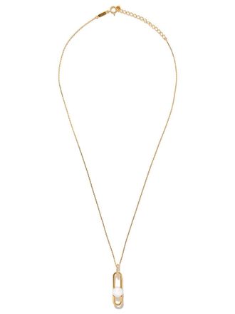 Tasaki Collana con pendente in oro 18kt, diamante e perla Akoya Fine Links Collection Line