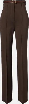 Sportmax Belted cr&ecirc;pe straight pants