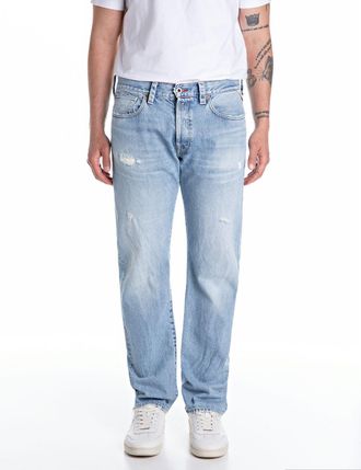 Replay Straight-Jeans REPLAY DERYCK, Herren, Gr. 30, L&auml;nge 34, blau (light blau), Denim/Jeans, Obermaterial: 100% Baumwolle, straight fit normal, Jeans Strai