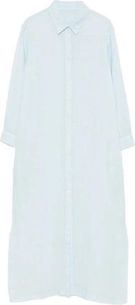 120% Lino Linen Shirt Dress - Dames - Shirt Kleedjes - Blauw - XS - Linnen - Kleedjes