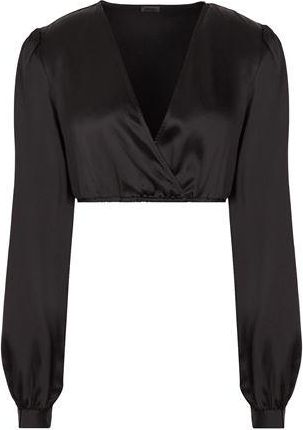 8 by YOOX SILK V-NECK CROP BLOUSE