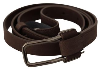 Costume National Womens Brown Wx Silver Metal Buckle Belt