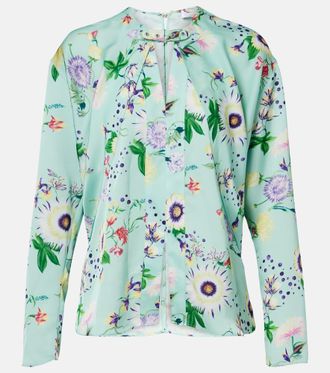 Paco Rabanne Layered floral satin blouse