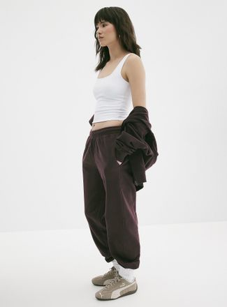 Twik Womens Solid cotton-fleece loose joggers