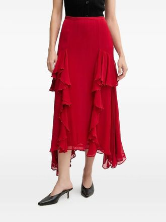 Hoss Intropia Gonna midi Renée con ruches - Rosso